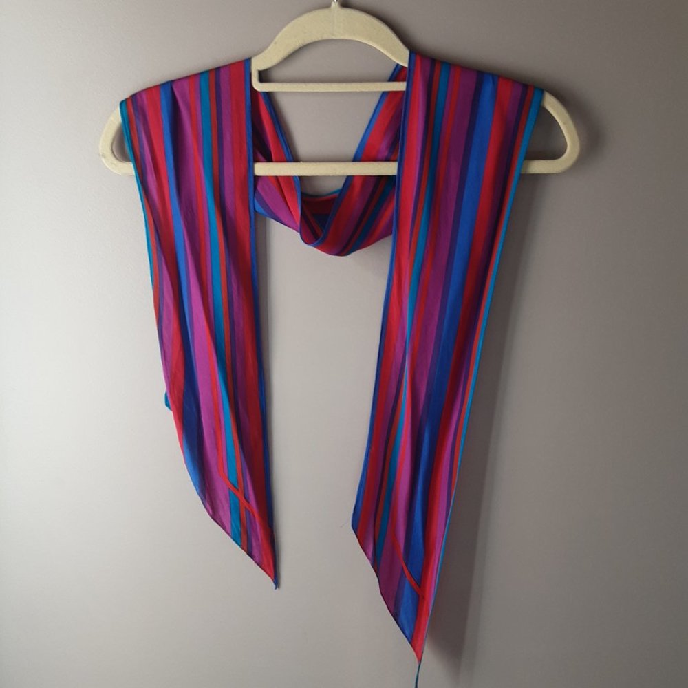 Vintage Liz Clairborne Silk Oblong Scarf Vibrant Jewel Tones